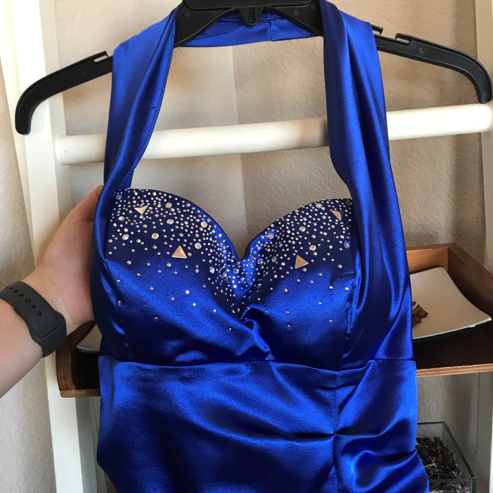 Short Blue Halter Dress